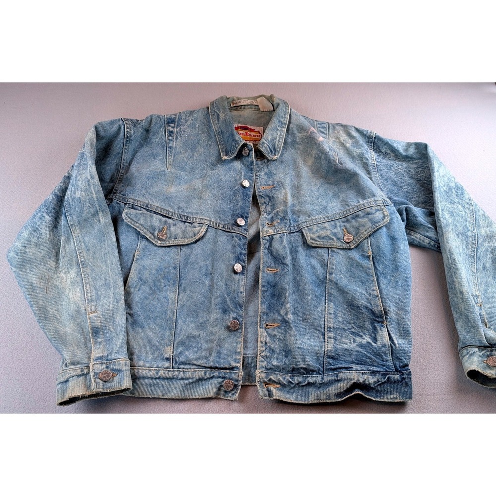 Vintage Code Bleu Denim Jacket Mens Medium Acid Wash Light Blue Made in Japan